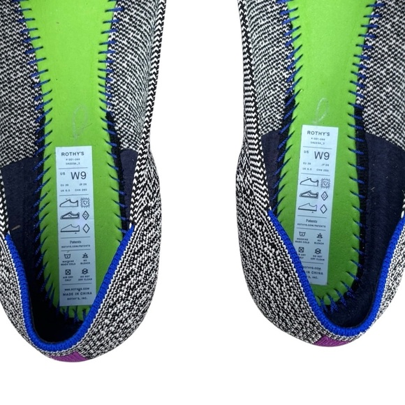 ROTHY'S THE FLAT 001-344 SLATE HERRINGBONE ROUND TOE SLIP ON BALLET FLAT - Picture 13 of 13